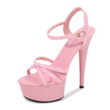 Zingj Knot Show Artifact Model High Heels Heel Sexy Black Waterproof Platform 15Cm Hate Heaven