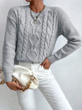 And Autumn Women's Fashion Round Collar Collar Knitted Sweater Thread Solid Color Top