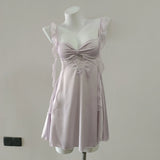 New Girl Silk Sling Aja Sycoat With Sexy Pure Pajamas High-End Feel Leaf Sleeve Skirt