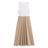 Pocket Spliced Midi Dress