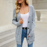 Long Coat Women's Long Dress Long Female Solid Color Mah-Button Cardigan Long-Sleeved British