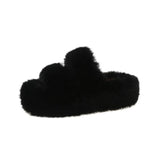 Tide Slew Soft 7Cm External Wear Hairy Slippers Women Flat-Bottom One-Word Drag Autumn New
