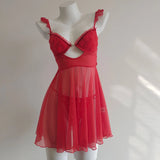 Bow Pajamas Woman 2025 New Spring And Summer Thin Pure Wind New Year Red Sling