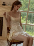 Silk Sling Pyjamas Women Summer Sexy Pyjamas Beautiful Back Thin Homewear High-End With Chest Pad Lotus Loaf