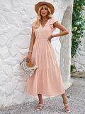 Leisure Summer Fashion Women's Wear Fresh Air V Collar V Collar Lotus Leaf Sleeve Layered