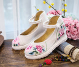 Zingj Increase High Slope Heel Embroidered Cloth Shoes Women Casual Cloth Shoes Single Shoes High