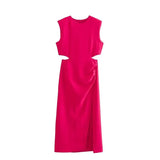 Zingj Summer Women's Hollow Out Decoration Sleeveless Dress 7814688