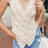 New Sexy Cross-Word V-Word Collared Jersey Knitted Vest Women's
