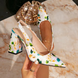 City Women's High-Heeled Sandals Women Fashion Multi-Color Pointy Thick Heel High-Heeled Sandals