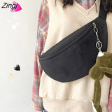 Bags Women Simple Harajuku All-match Canvas Students Fanny Pack Ulzzang Hip-pop Fashion Portable Money Phone Pouch