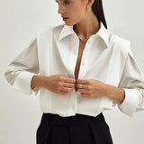 Shirts Vintage Chic Blouse Office Ladies Tops Casual Solid White Shirt Fashion Long Sleeve Women Clothes Streetwear