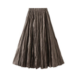 Luxury Design Wrinkled Process Big Swing Dress Girls Spring Autumn And Winter Umbrella Skirt A Word Long Skirt High-End Feel Skirt