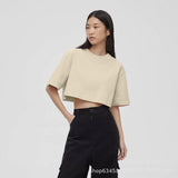 Spring Summer New Pure Color Short T-Shirt Women Hot Y2K Cotton Short-Sleeved Top Hot