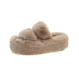 Tide Slew Soft 7Cm External Wear Hairy Slippers Women Flat-Bottom One-Word Drag Autumn New