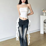 2024 Summer New Women's Fashion Pure Color Fashion Sexy Hanging Neck Umbilly Tied With Chest Small