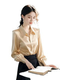 Luxury High-End Champagne Color Color Color At-Alcoat Dress Female Spring French Polo Collar Acetic Acid-Singing Noodles Professional