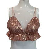 Style Sequins Show Hot Blouse DS Nightclub Stage Lotus Leaf Edge Suspender Navel