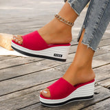 And Summer New Fish Mouth Slope And Slippers Women Wear Fashion Leisure Flip-Flops To Drag Large Size Women's