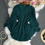 Zingj Net Color Tightened Long-Sleeved