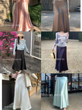 Xixi 2025 Spring New Temperament High-Waisted Half-Body Skirt Heavy Imitation Acetic Acid-Bated Ass Skirt Women
