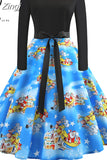 Dot Elegant Party Dresses Women Long Sleeve Winter Dress Big Swing Rockabilly Vintage Dress Casual Christmas