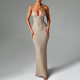 Zingj 2024 Spring / Summer Women's Temperament Sexy Back Hollow Out Lace Knit Sling Wrapped Hip