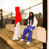 Men's Hip-Hop Letter-Print Sweatpants Trendy Street Loose-Fitting Broad Leg Trousers Drawstring Straight