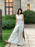Xixi 2025 Spring New Temperament Linen Vest + High Waist Display Thin Leg Trousers Two Sets Of Women