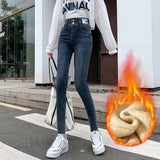 Zingj High-Waisted Jeans Women's Fall 2024 New Versatile Slim Slim Tight Pants-Outfit