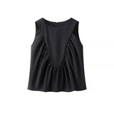 Women's Dress 2025 Summer Collar Sleeveless Wrinkle Shirt Shirt Top Women