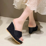 Large-Size Cool Slippers Women Summer New Slope With Fish Mouth Thick Words High And Cold Drag Woman