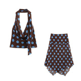 New Thin Scarf Wave Dot Hanging Neck Collar Blouse 3756352 Skirt