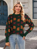 And Winter New Sweater Women's Casual Maple Leaf Pattern Of The Flower Round Collar Knitted
