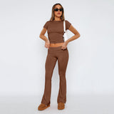 New Casual Wind Low-Rise Horn Pants Fashion Thin Solid Pants Set