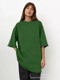 Spring Summer New 260G Cotton T-Shirt Hot Pure Color Short-Sleeved Women Loose Large Version