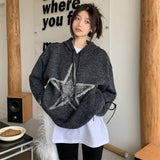 Star Jacquard Hooded Pullover SweaterOutfit