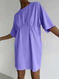 Summer New Cotton Dress Women's Casual Loose Round-Neck T-Neck Round-Neck A-Shaped Dress Women's