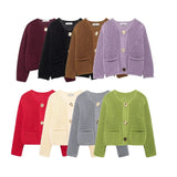 Women's INS Explosion Coarse Needle Long Sleeved Button
