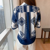 Vintage Print Silk Shirt Women Long Sleeve Blouse 2023Spring Fashion Mulberry Silk Shirts Office Lady New Clothes