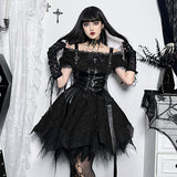 Autumn New Women's Wear Dark Style Elegant Slim Texture Fabric Shoulder Dress