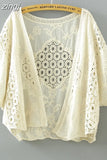 Embroidery Summer Blouse 2023 Loose Butterfly Bat Sleeve Lace Shirt Woman Hollow Solid Fashion Women Blouses Tops