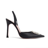 Water Drill Buckle Head Sandals Women Open Spring New Pointed Fine Heel High Heels Of The Hollow Banquet Cloth High