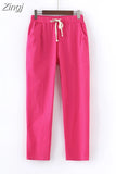 Cotton Linen Pants for Women Trousers Loose Casual Solid Color Women Harem Pants Capri Women's