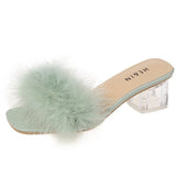 Slippers Women's Hairy Cool Drag Crystal Coarse And Net Red Summer Fashion Wear Half-Dragging Women's