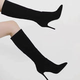The Knee Boots Wear The New Autumn And Winter New Small Fashion Casual Thin Velvet Face Pointed Knight