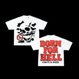 War Girl Graphic Print T-Shirt Y2K Vintage Loose-Sleeved Round-Collar Cotton Top Gothic Street Men's Wear 211-1-Outfit