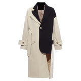 Autumn And Winter British Style Retro Sense Splicing Color Asymmetrical Personality Windsuit Suit Jacket Female