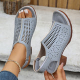 High-Heeled Sandals Summer New Hollow Fish-Mouthed Shoes Coarse Heel Breathable Sexy