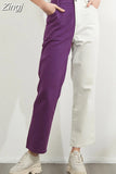 Spring White Jeans for Women Khaki Casual Denim Trousers Female Capris Purple Wide Leg Jeans Straight Pants
