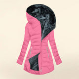 Wool Collar Zipper Long Sleeves To Keep Warm Hooded Coat Coat Cotton Women